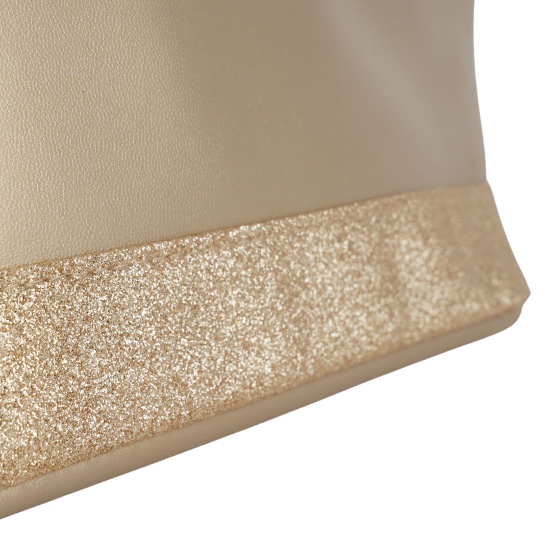 JIMMY CHOO PARFUMS FAUX LEATHER GLITTER TRIM CLUTCH POUCH COSMETIC BAG - GOLD