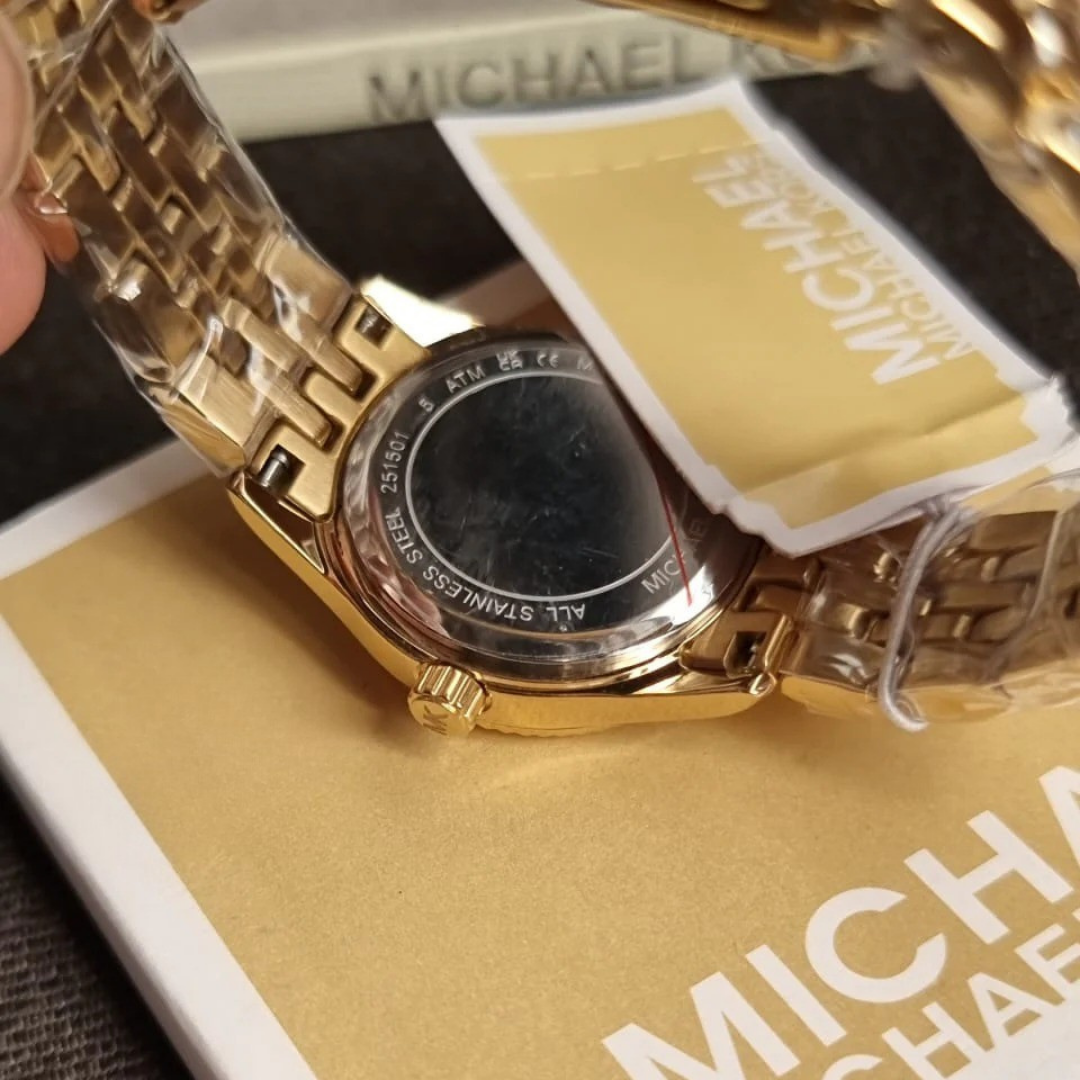 MICHAEL KORS LEXINGTON THREE-HAND GOLD-TONE STAINLESS STEEL WATCH MK4741