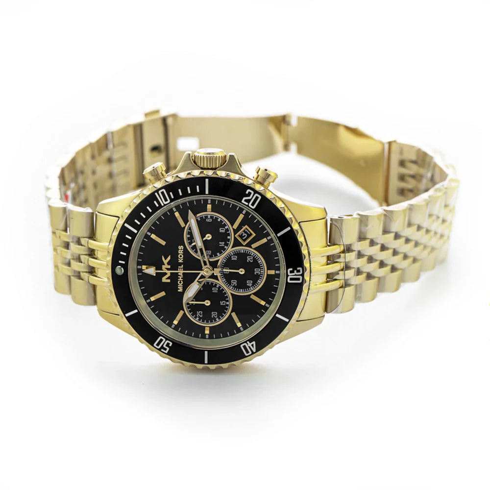 MICHAEL KORS MEN'S BAYVILLE CHRONOGRAPH BLACK DIAL GOLD STEEL - MK8726
