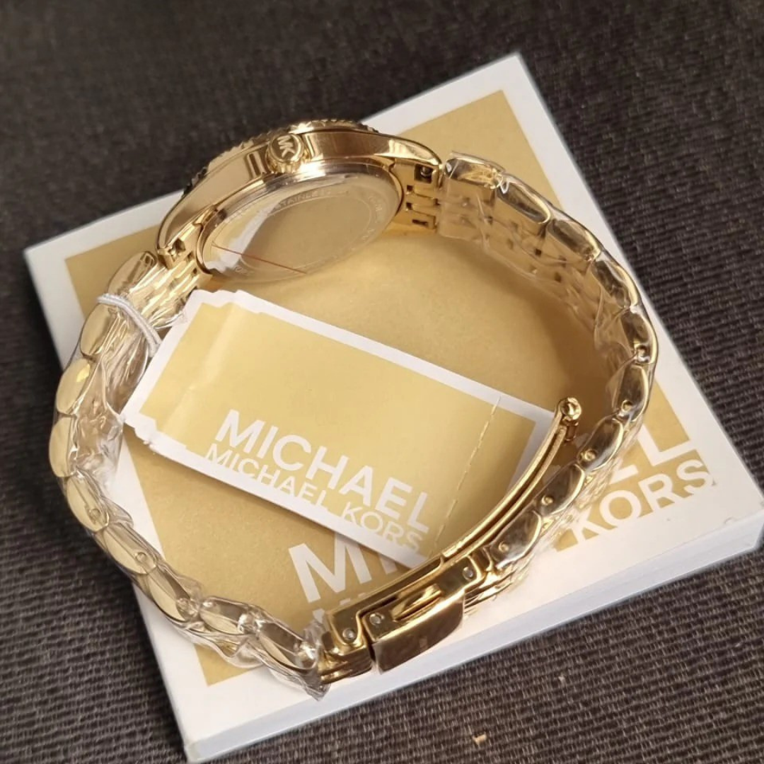 MICHAEL KORS LEXINGTON THREE-HAND GOLD-TONE STAINLESS STEEL WATCH MK4741