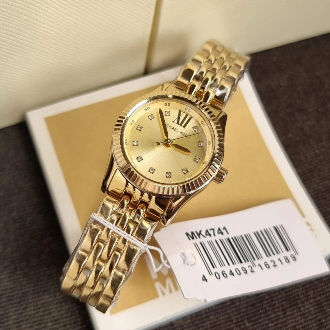MICHAEL KORS LEXINGTON THREE-HAND GOLD-TONE STAINLESS STEEL WATCH MK4741