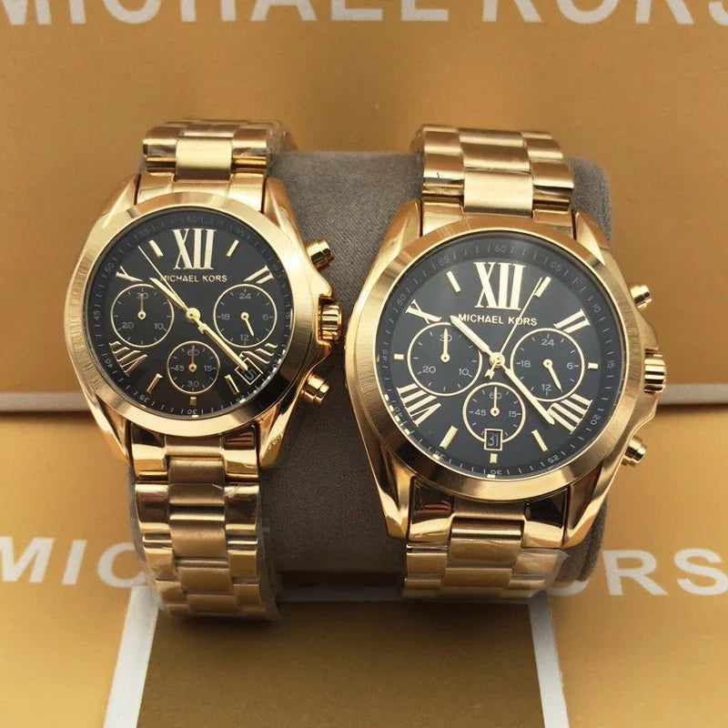 MICHAEL KORS BRADSHAW GOLD, BLACK DIAL ( MEN & WOMEN )