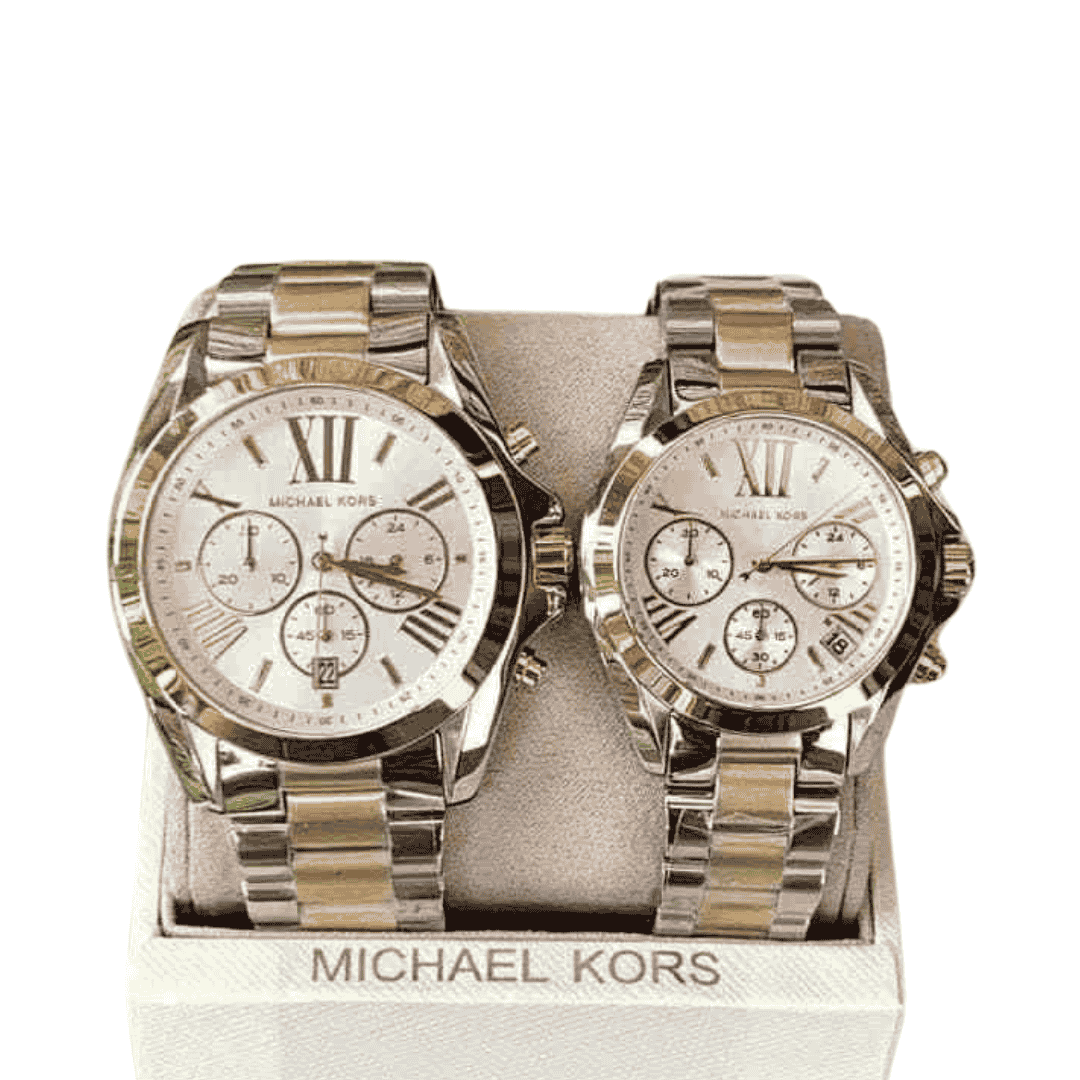MICHAEL KORS WOMENS QUARTZ WATCH, CHRONOGRAPH DISPLAY AND STAINLESS STEEL STRAP ( MEN & WOMEN )