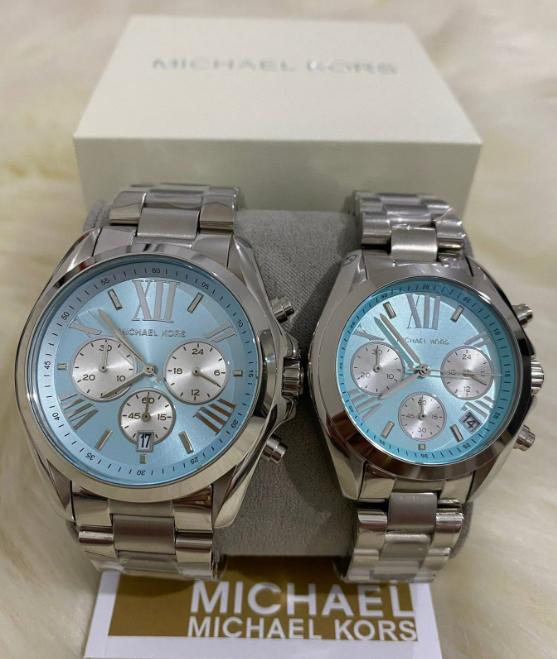MICHAEL KORS BRADSHAW CHRONOGRAPH STAINLESS STEEL SILVER, BABY BLUE DIAL