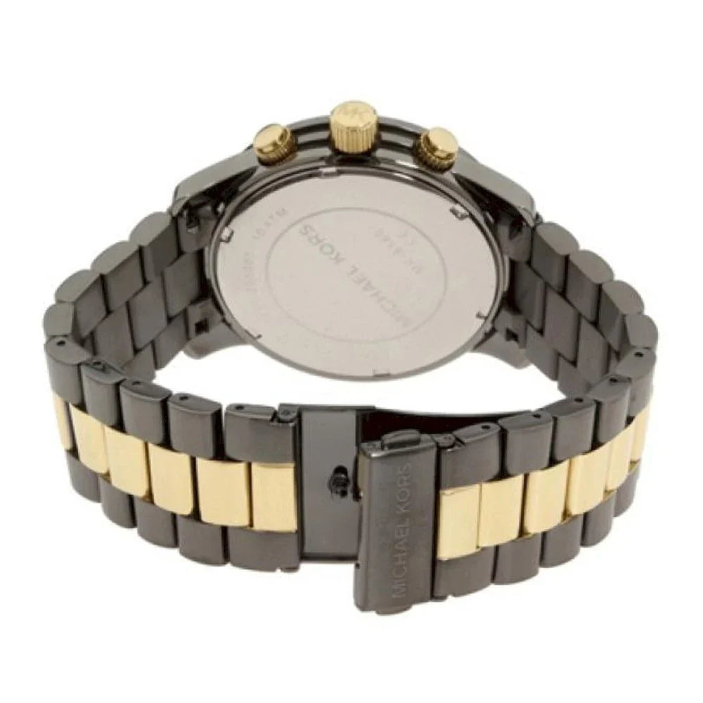 MICHAEL KORS 2 TONE HUNGER STOP GUN METAL-MK8160 Gold & Black 45mm (MEN)