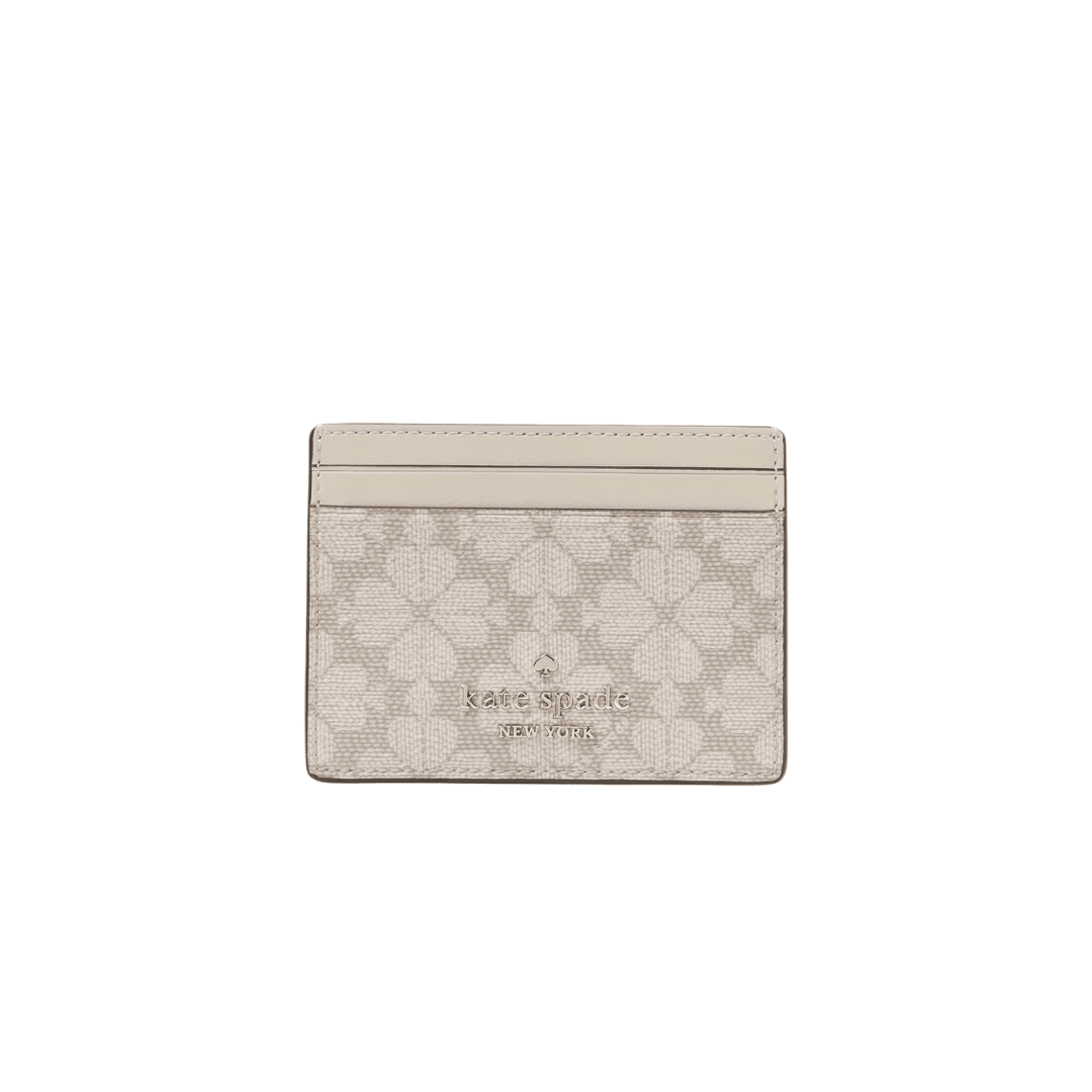 Kate Spade Flower Small Slim Card Case In Dark Beige