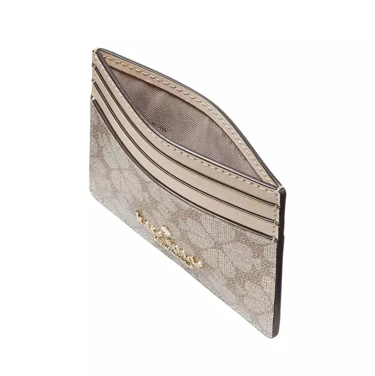 Kate Spade Flower Small Slim Card Case In Dark Beige