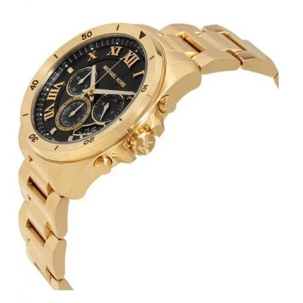 MICHAEL KORS MEN'S QUARTZ BRECKEN GOLD BLACK DIAL - MK8481