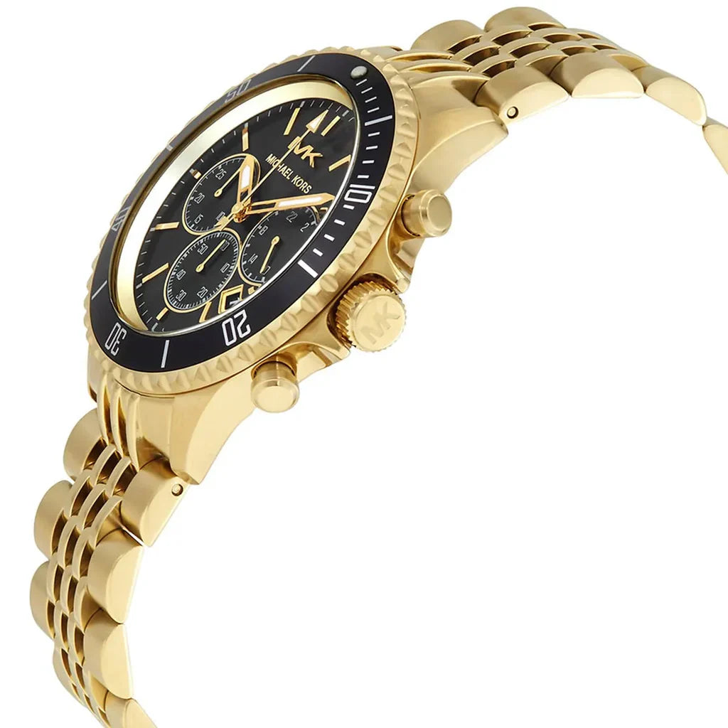 MICHAEL KORS MEN'S BAYVILLE CHRONOGRAPH BLACK DIAL GOLD STEEL - MK8726