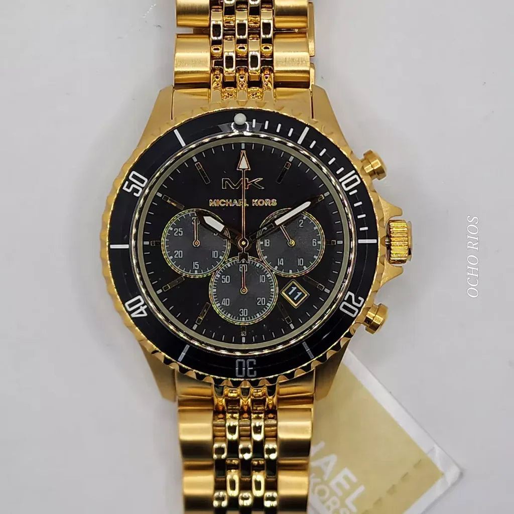 MICHAEL KORS MEN'S BAYVILLE CHRONOGRAPH BLACK DIAL GOLD STEEL - MK8726