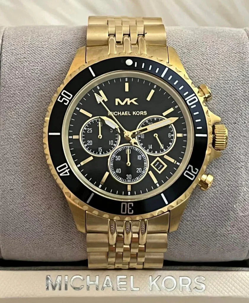 MICHAEL KORS MEN'S BAYVILLE CHRONOGRAPH BLACK DIAL GOLD STEEL - MK8726
