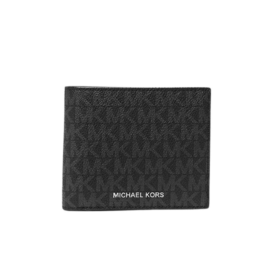 Michael Kors Mens Logo Keychain and Billfold 2 in 1 Wallet (Black)