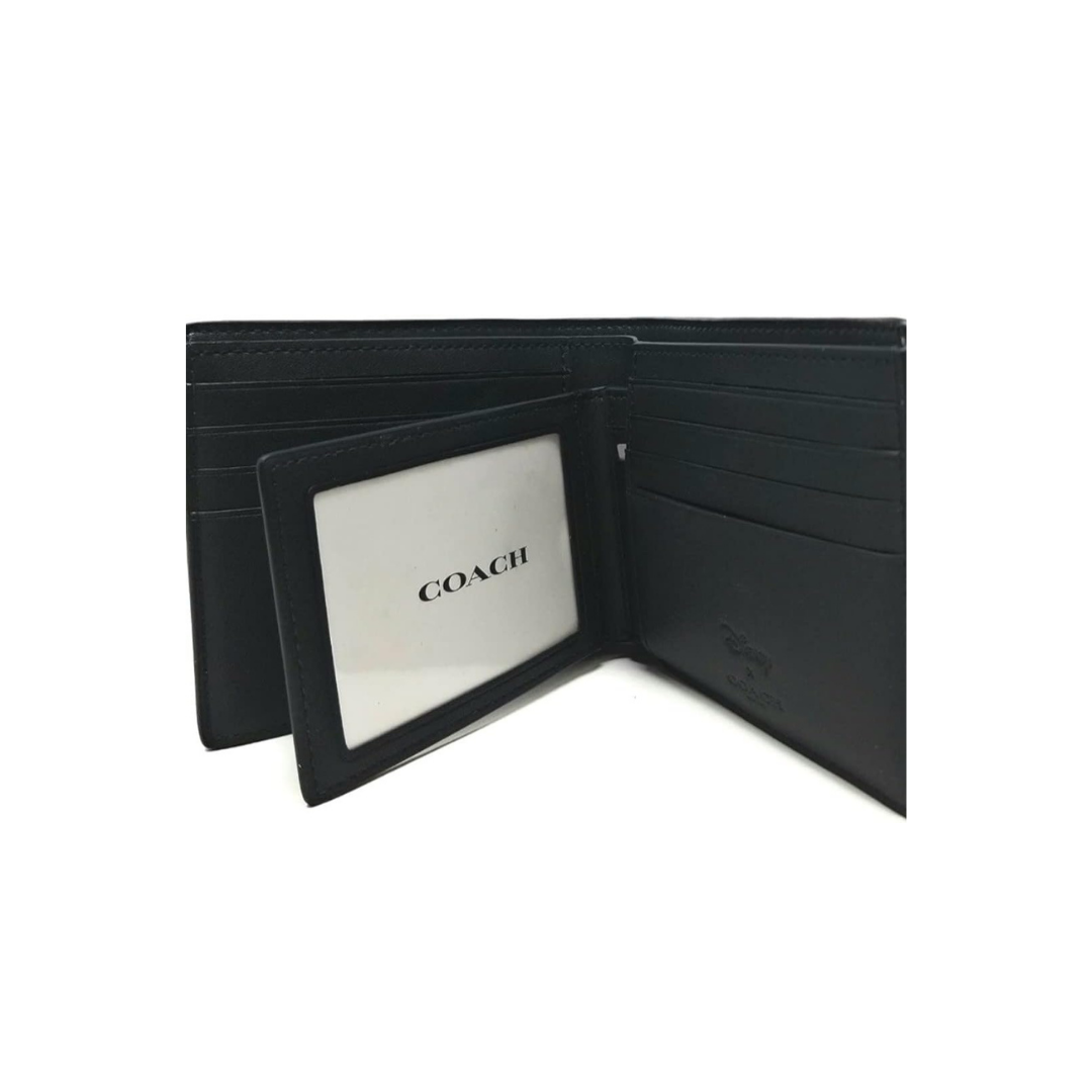 Coach Men's ID Billfold Wallet In Signature Canvas, Charcoal/Black