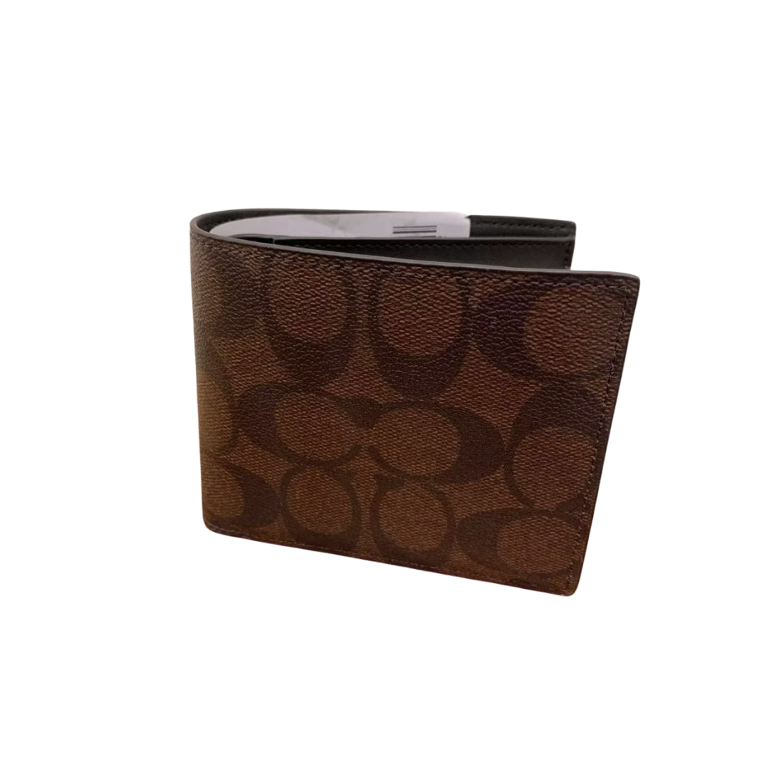 Coach Men's 3 in 1 Wallet (Signature Canvas, Mahogany Multi)