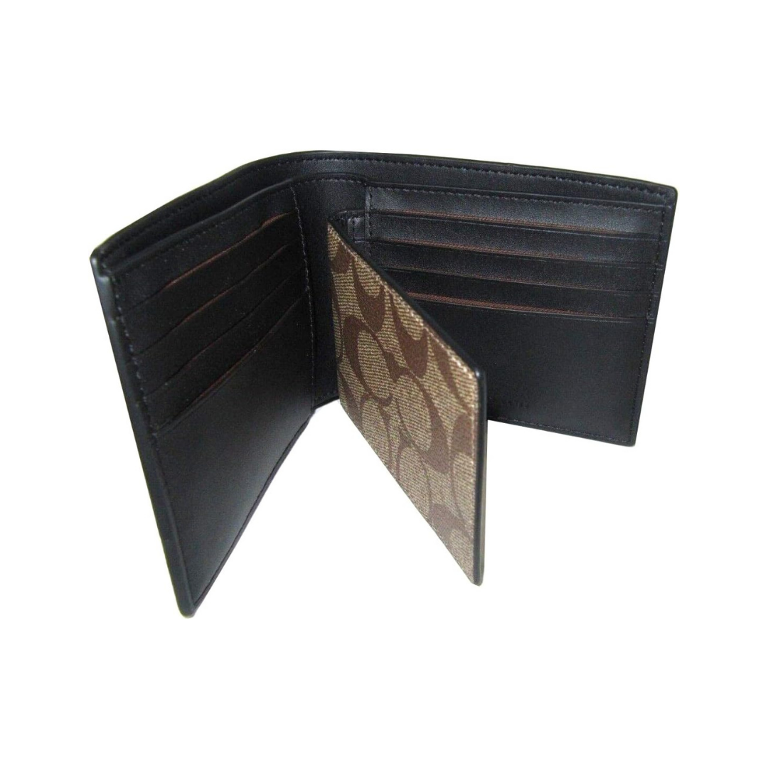 Coach Men's 3 in 1 Wallet (Signature Canvas, Mahogany Multi)