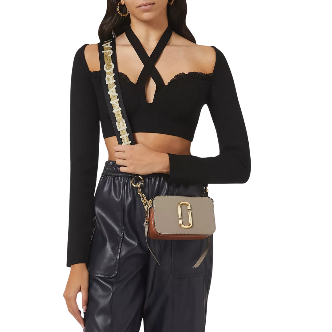 MARC JACOBS Grey Snapshot Camera Bag in Leather