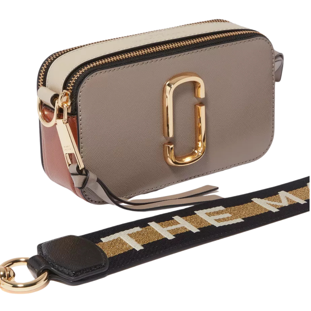 MARC JACOBS Grey Snapshot Camera Bag in Leather