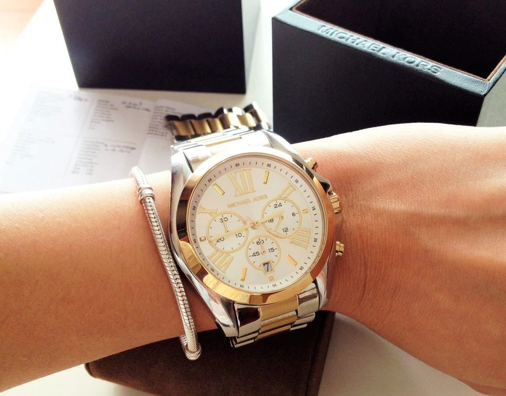 MK BRADSHAW SILVER & GOLD TONE SILVER DIAL QUARTZ (Unisex)