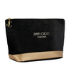 JIMMY CHOO PARFUMS FAUX LEATHER GLITTER TRIM CLUTCH POUCH COSMETIC BAG - BLACK