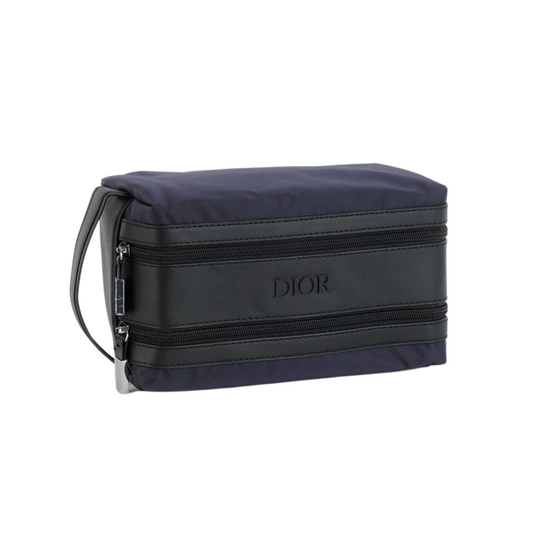 DIOR TOILETRY DOUBLE ZIP POUCH (NAVY)