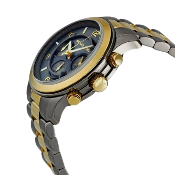 MICHAEL KORS 2 TONE HUNGER STOP GUN METAL-MK8160 Gold & Black 45mm (MEN)