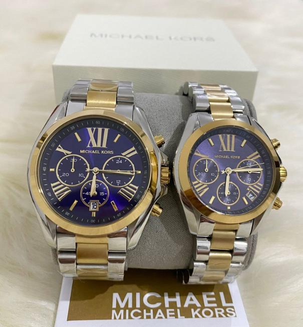 MICHAEL KORS BRADSHAW CHRONOGRAPH STAINLESS STEEL TWO TONE BLUE DIAL
