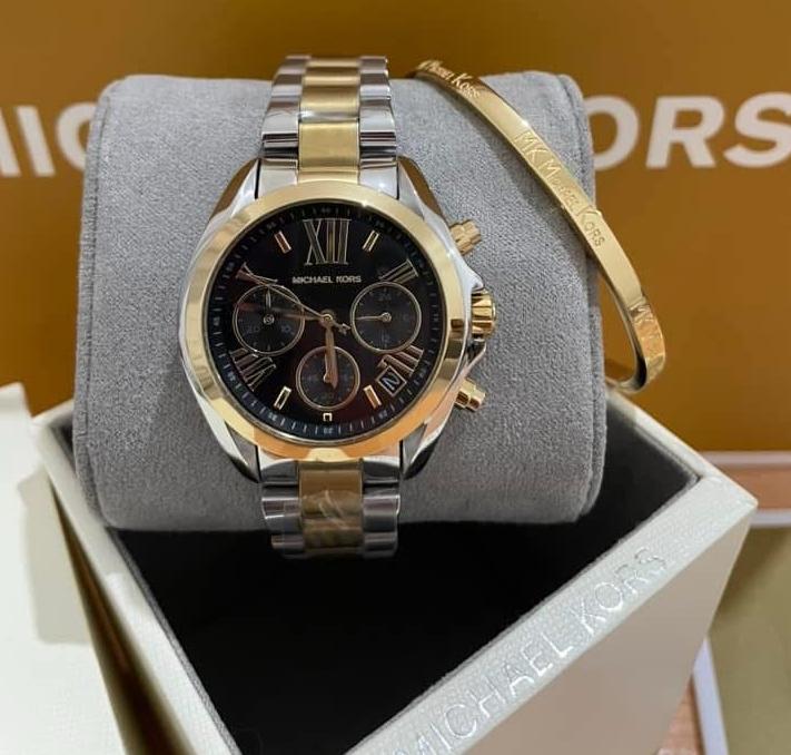 MICHAEL KORS BLACK TWO TONE STAINLESS STEEL  - MK5974 ( WITH MK BANGLE )