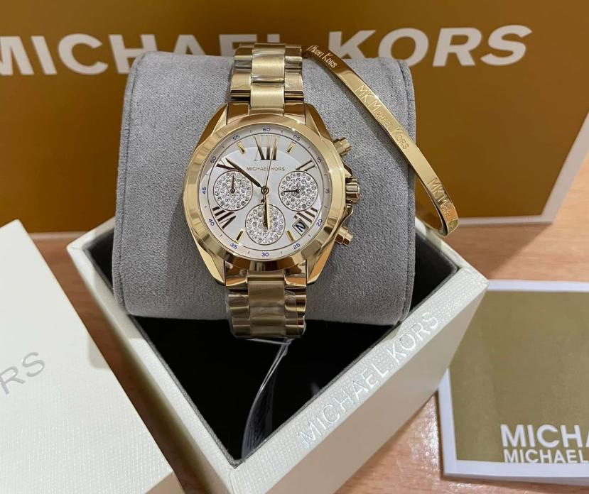 MICHAEL KORS  BRADSHAW GOLD-TONE CHRONOGRAPH - MK6267 ( WITH MK BANGLE )