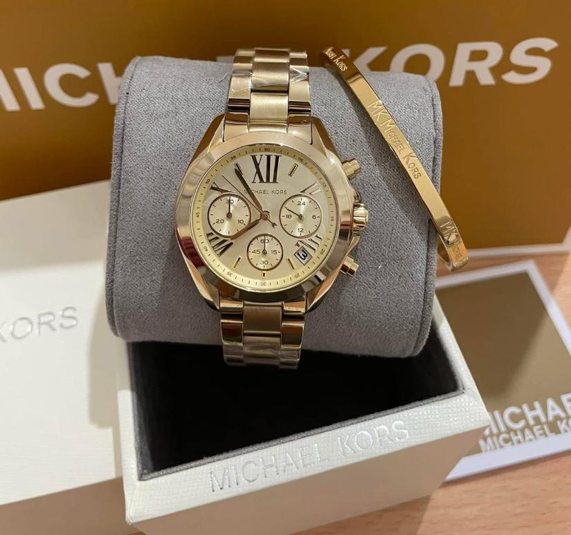 MICHAEL KORS BRADSHAW SILVER GOLD ( WITH MK BANGLE )