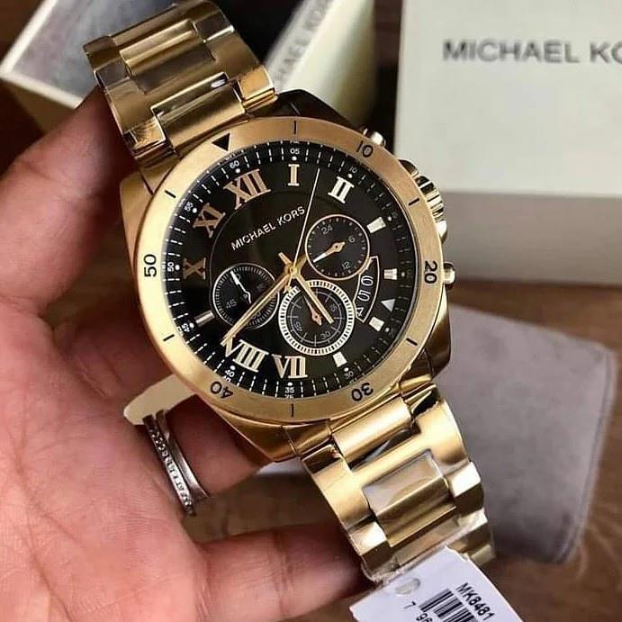 MICHAEL KORS MEN'S QUARTZ BRECKEN GOLD BLACK DIAL - MK8481