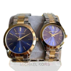 MICHAEL KORS SLIM RUNWAY BLUE DIAL TWO - TONE ( Men & Women ) WATCH MK3479