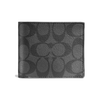 Coach Men's ID Billfold Wallet In Signature Canvas, Charcoal/Black