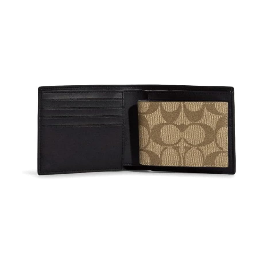Coach Men's 3 in 1 Wallet (Signature Canvas, Mahogany Multi)