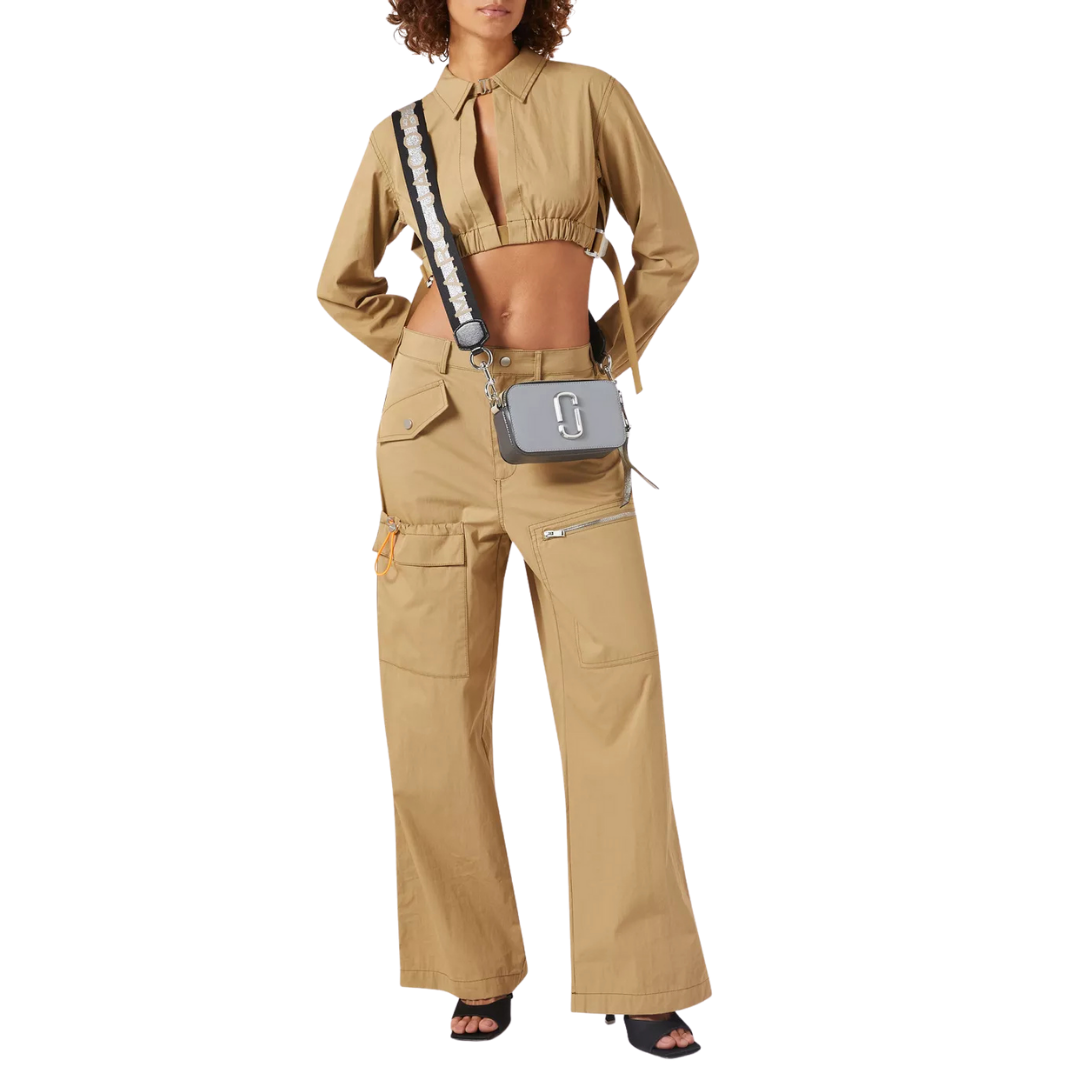 MARC JACOBS Saffiano Small Snapshot Camera Bag Wolf Grey